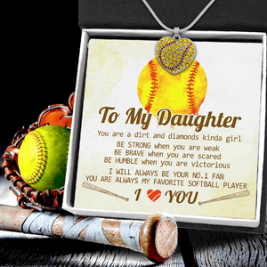 New Softball Heart Necklace - Softball - To My Daughter - Be Strong When You Are Weak - Gnep17017