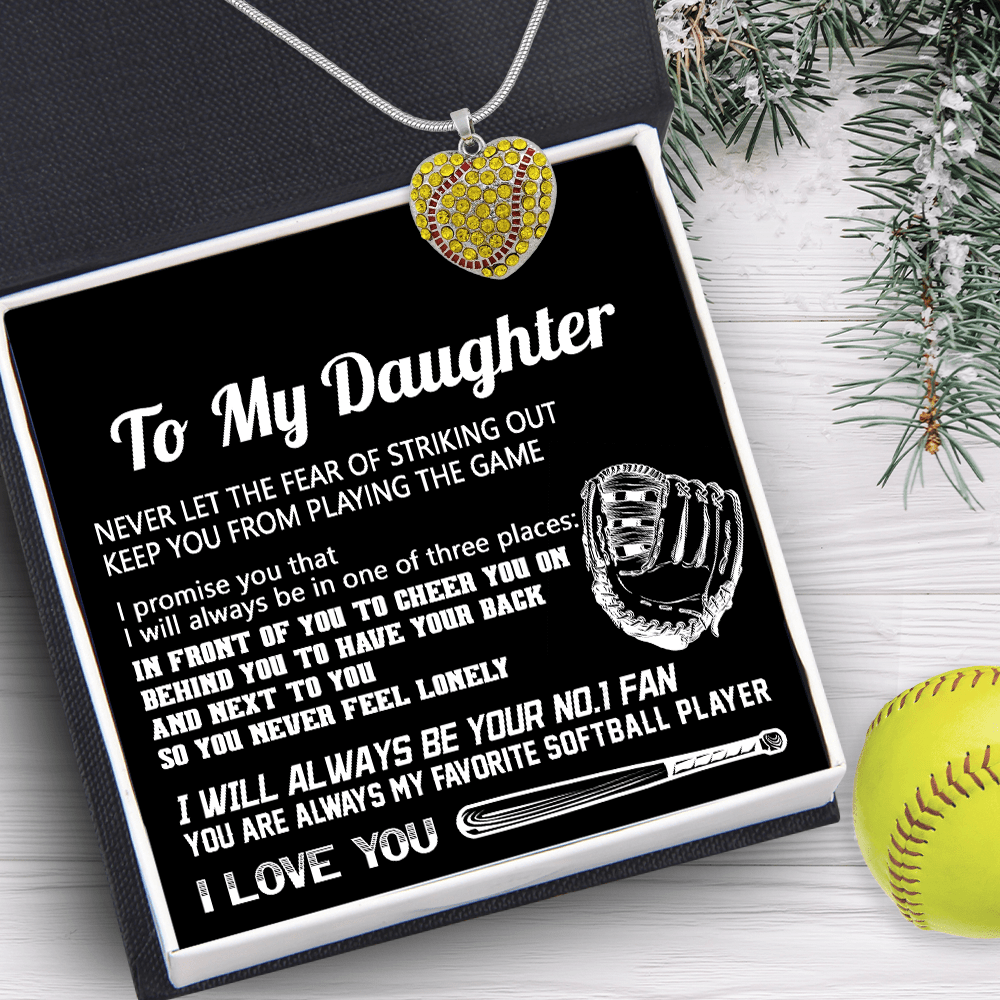New Softball Heart Necklace - Softball - To My Daughter - I Love You - Gnep17015