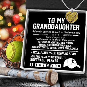 New Softball Heart Necklace - Softball - To My Granddaughter - I Love You - Gnep23003
