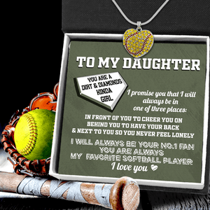 New Softball Heart Necklace - Softball - To My Granddaughter - I Will Alaways Be Your No.1 Fan - Gnep23016