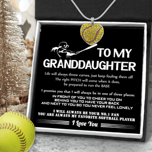 New Softball Heart Necklace - Softball - To My Granddaughter - I Will Always Be Your No.1 Fan - Gnep23004