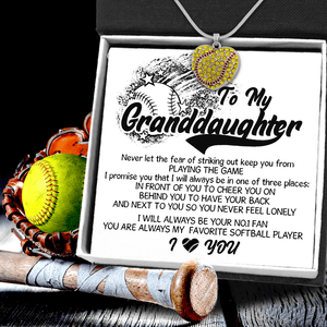 New Softball Heart Necklace - Softball - To My Granddaughter - Never Let The Fear Of Striking Out Keep You From Playing The Game - Gnep23011