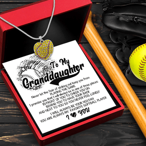 New Softball Heart Necklace - Softball - To My Granddaughter - Never Let The Fear Of Striking Out Keep You From Playing The Game - Gnep23011