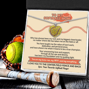 New Softball Heart Necklace - Softball - To My Softball Mom - You Are My Home Run, My Mvp, And My Everything - Gnep19019