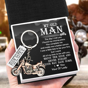 Old-School Motorcycle Keychain - Biker - To My Old Man - I Love You - Gkej26002
