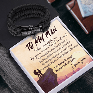 Paracord Rope Bracelet - Hiking - To My Man - You Complete Me By Your Warm Heart And Soul - Gbxa26008
