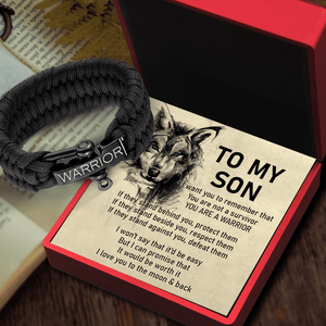 Paracord Rope Bracelet - Wolf - To My Son - You Are Warrior - Gbxa16008