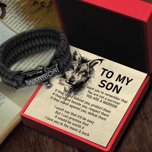 Paracord Rope Bracelet - Wolf - To My Son - You Are Warrior - Gbxa16008