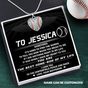 Personalized Baseball Heart Necklace - To My Girlfriend - How Much You Mean To Me - Gnd13002