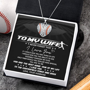 Personalized Baseball Heart Necklace - To My Wife - If I Could Give You One Thing In Life - Gnd15003