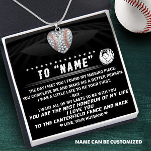 Personalized Baseball Heart Necklace - To My Wife - The Day I Met You I Found My Missing Piece - Gnd15001