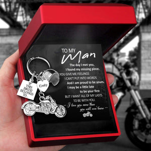 Personalized Classic Bike Keychain - Biker - To My Man - I Am Proud To Be Yours - Gkt26022