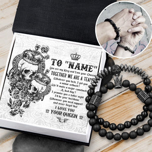 Personalized Couple Crown and Skull Bracelets - To My Man - Together We Are A Team - Gbu26008