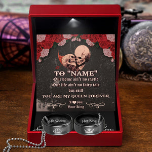 Personalized Couple Pendant Necklaces - Skull & Tattoo - To My Only Queen - You Are My Queen Forever - Gnw13042