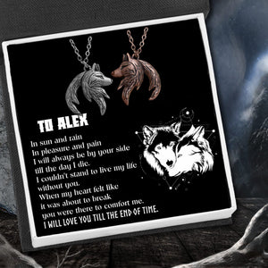 Personalized Couple Wolf Pendant Necklaces - To My Man - I Will Love You Till The End Of Time - Gnbd26001