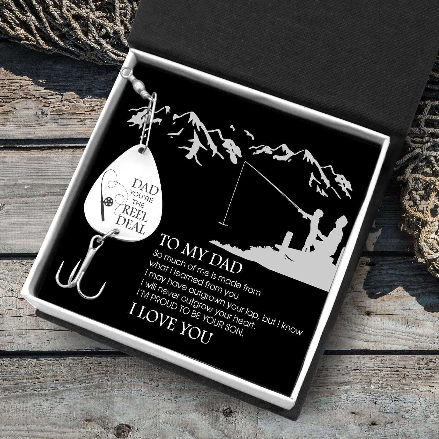 engraved fishing reel Personalized Engraved Fishing Hook - To Dad - From Son