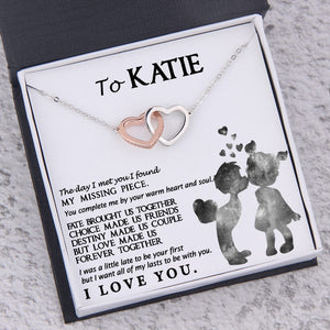 Personalized Interlocked Heart Necklace - To My Girlfriend - You Complete Me By Your Warm Heart - Gnp13015