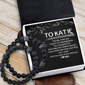 Personalized King & Queen Couple Bracelets - Biker - To My Boyfriend - I Love You - Gbae12002
