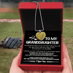 Personalized New Softball Heart Necklace - Softball - To My Granddaughter - I Will Always Be Your No.1 Fan - Gnep23004