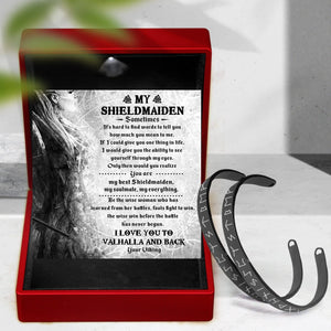 Personalized Viking Rune Couple Bracelets - To My Shieldmaiden - I Love You To Valhalla And Back - Gbt13002