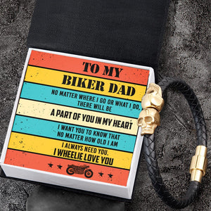 Skull Cuff Bracelet - Biker - To My Biker Dad - A Part Of You In My Heart - Gbbh18018