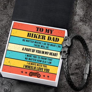 Skull Cuff Bracelet - Biker - To My Biker Dad - A Part Of You In My Heart - Gbbh18018