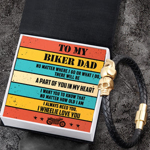 Skull Cuff Bracelet - Biker - To My Dad - I Wheelie Love You - Gbbh18001