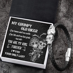 Skull Cuff Bracelet - Skull & Tattoo - To My Grumpy Old Biker - You Are My King Forever - Gbbh26001