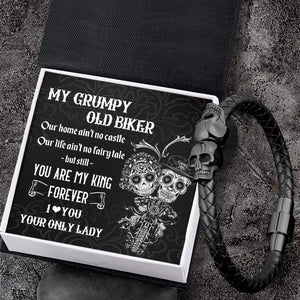 Skull Cuff Bracelet - Skull & Tattoo - To My Grumpy Old Biker - You Are My King Forever - Gbbh26001