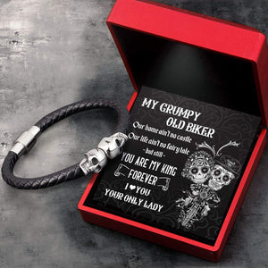 Skull Cuff Bracelet - Skull & Tattoo - To My Grumpy Old Biker - You Are My King Forever - Gbbh26001