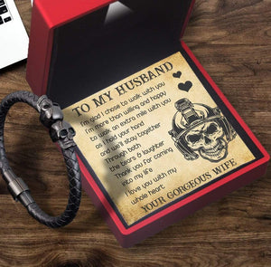 Skull Cuff Bracelet - Skull - To My Husband - I Love You With My Whole Heart - Gbbh14002