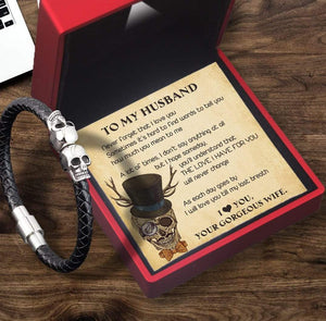 Skull Cuff Bracelet - Skull - To My Husband - I Will Love You Then - Gbbh14001