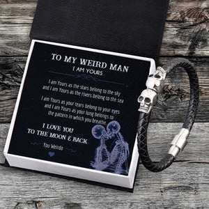 Skull Cuff Bracelet - Skull - To My Weird Man - I Am Yours As The Stars Belong To The Sky - Gbbh26018