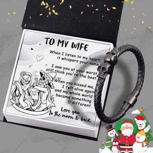 Skull Cuff Bracelet - Skull - To My Wife - Love You To The Moon And Back - Gbbh15001