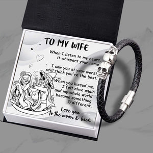 Skull Cuff Bracelet - Skull - To My Wife - Love You To The Moon And Back - Gbbh15001
