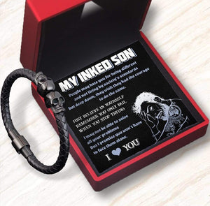 Skull Cuff Bracelet - Tattooted - To My Inked Son - I Love You - Gbbh16003