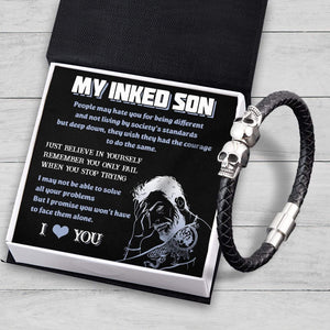 Skull Cuff Bracelet - Tattooted - To My Inked Son - I Love You - Gbbh16003