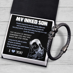 Skull Cuff Bracelet - Tattooted - To My Inked Son - I Love You - Gbbh16003