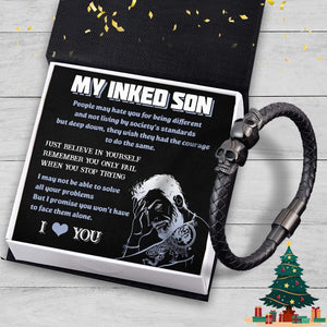 Skull Cuff Bracelet - Tattooted - To My Inked Son - I Love You - Gbbh16003