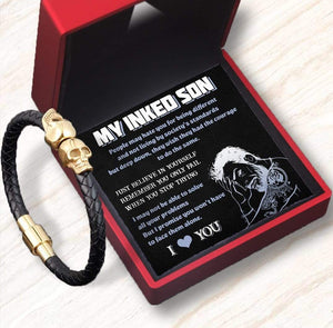 Skull Cuff Bracelet - Tattooted - To My Inked Son - I Love You - Gbbh16003