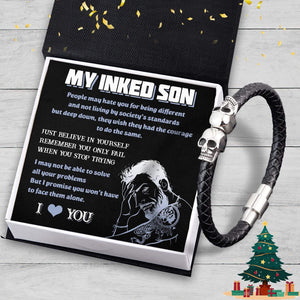 Skull Cuff Bracelet - Tattooted - To My Inked Son - I Love You - Gbbh16003