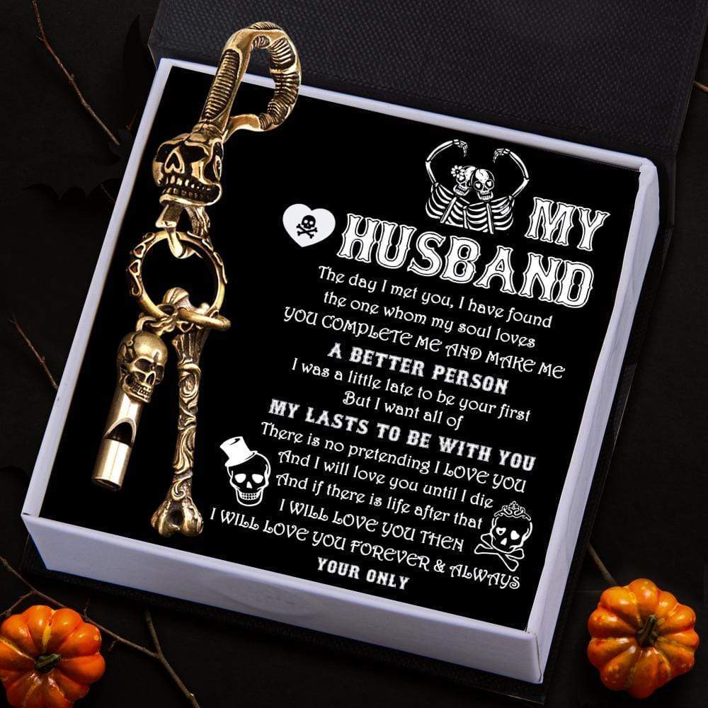 Skull Keychain Holder - My Husband - I Will Love You Forever & Always - Gkci14001