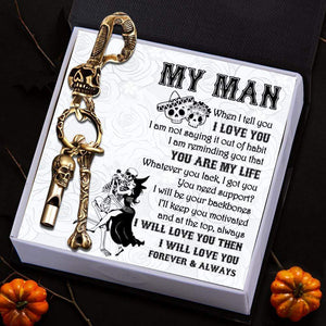 Skull Keychain Holder - My Man - I Will Love You Forever & Always - Gkci26004