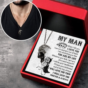 Skull Necklace - Skull - To My Man - I Will Love You - Gnag26004