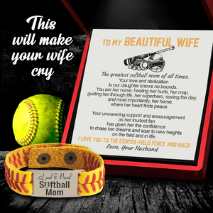 Softball Bracelet - Softball - To My Beautiful Wife - I Love You To The Center-field Fence And Back - Gbzk15001