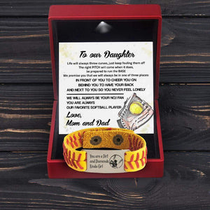 Softball Bracelet - Softball - To Our Daughter - From Dad and Mom - We Will Always Be Your No.1 Fans - Gbzk17009