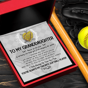 Softball Heart Necklace - Softball - To My Granddaughter - I Love You - Gnep23018