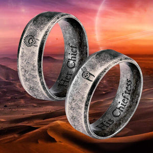 Steel Couple Ring - Native American - To My Old Man - I Promise To Love You - Grld26003