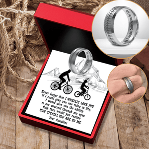 Steel Ring - Cycling - To My Dad - From Daughter - Dad & Daughter Cycling Partner For Life - Gri18015