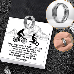 Steel Ring - Cycling - To My Dad - From Daughter - Dad & Daughter Cycling Partner For Life - Gri18015